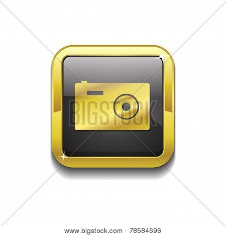 Camera Gold Vector Icon Button