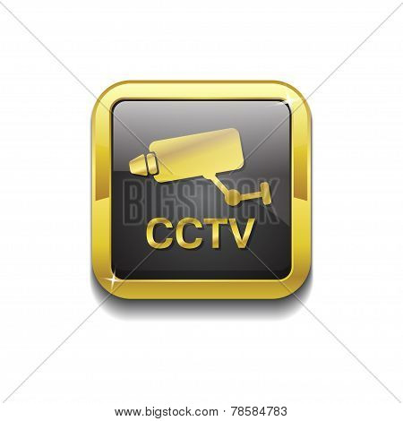 Cctv Sign Gold Vector Icon Button