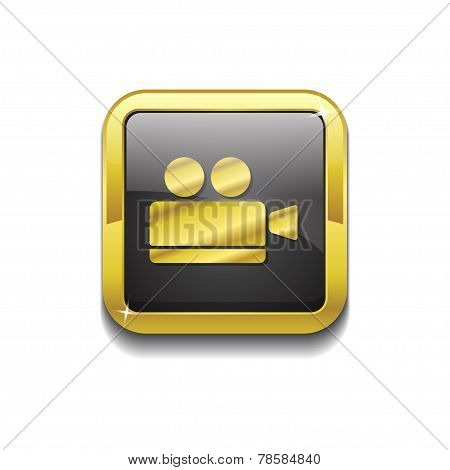 Video Camera Gold Vector Icon Button
