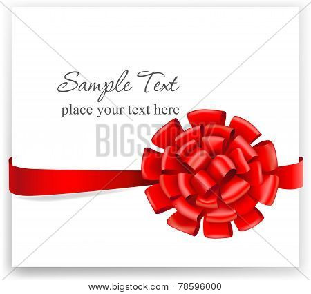 Greeting card with a red ribbon.