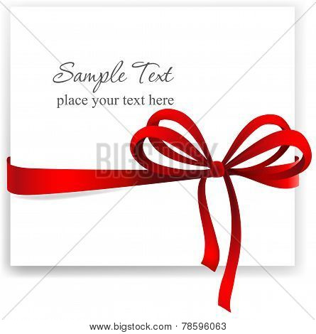 Greeting card with a red ribbon.