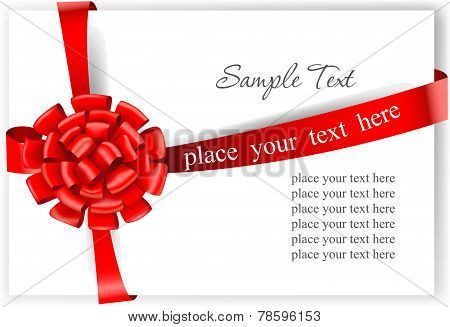 Greeting card with a red ribbon.