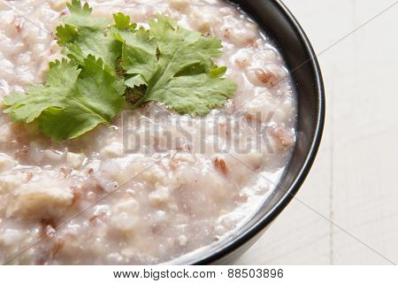 Boiled Rice With Minced Pork And Vegetables
