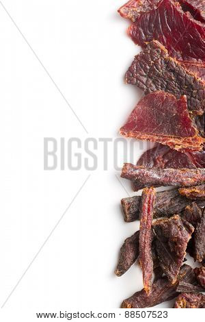 beef jerky on white background