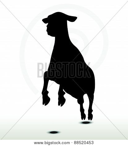 Sheep Silhouette With Jumping Pose