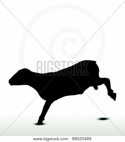 Sheep Silhouette With Jumping Pose