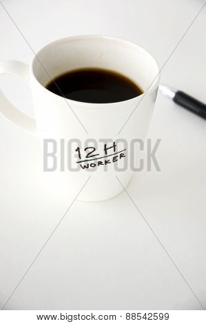 12H Worker Black Coffee Cup