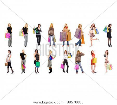 Isolated Concept Women Shopping 