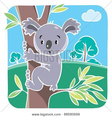 Children vector illustration of funny koala