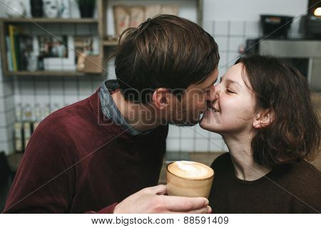 Girl Kiss Her Boyfriend From Above