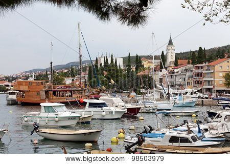 SELCE, CROATIA - JULY 24, 2015: Cloudy day at marina in Selce, Croatia