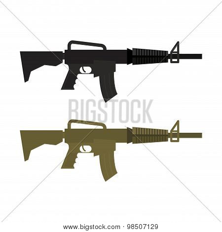Army Military Machine Gun. Set Of Two Martial Infantry Weapons. Rifles Soldier Of  Special Squad. Ve