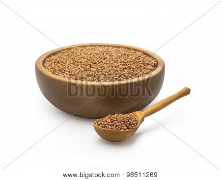 Buckwheat in a wooden bowl