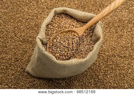 linen bag with buckwheat