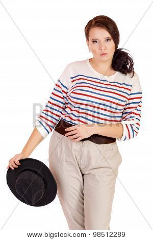 The Smiling Plump Girl With A Hat