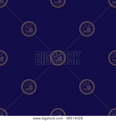Seamless Pattern with Cargo Ship