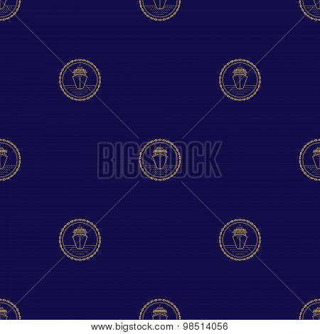 Seamless Pattern with Cruise Ship