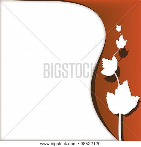 Paper branch with leaves abstract vector background.
