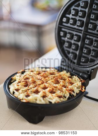 hash browns made in waffle maker kitchen hack