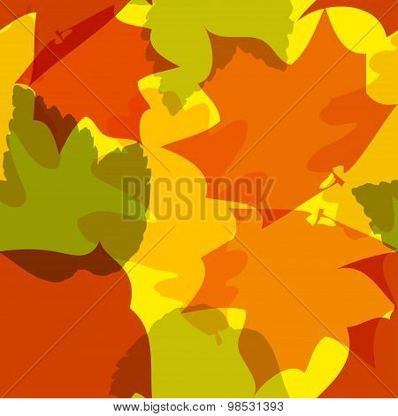 Vector seamless background: a lot of maple autumn leaves.