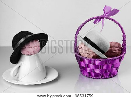 Zephyr Purple Basket, Cup And Saucer