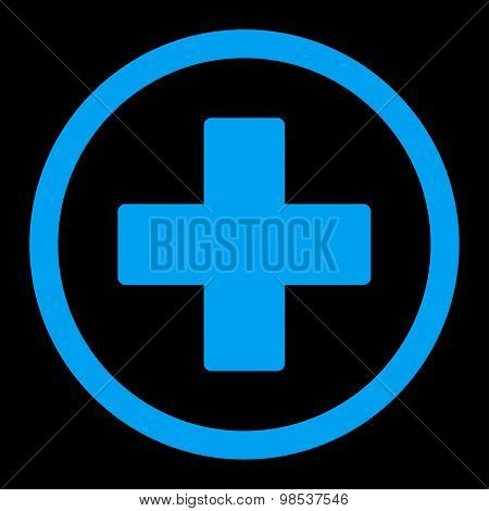 Plus flat blue color rounded vector icon