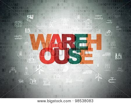 Manufacuring concept: Warehouse on Digital Paper background