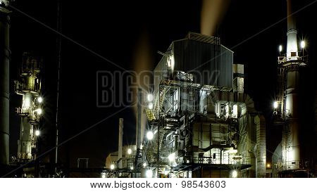 The exterior of Oil refinery building