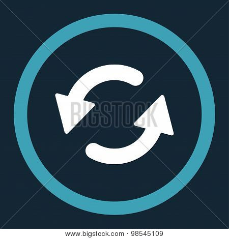 Refresh Ccw flat blue and white colors rounded vector icon