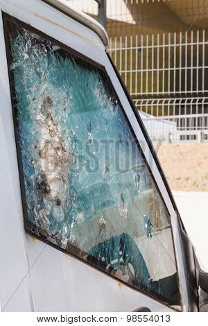 bulletproof glass car after the shooting