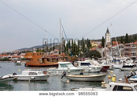 SELCE, CROATIA - JULY 24, 2015: View of Marina Selce and the city center