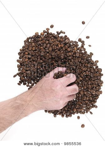 Manciata di chicchi di caffè
