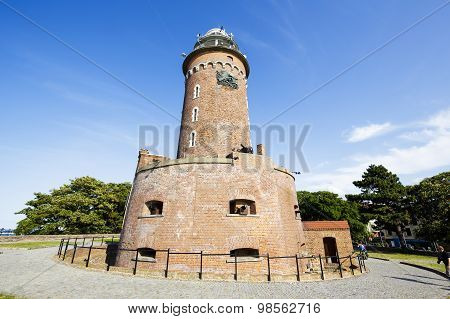 The Lighthouse Made Of Brick In Kolobrzeg In Poland