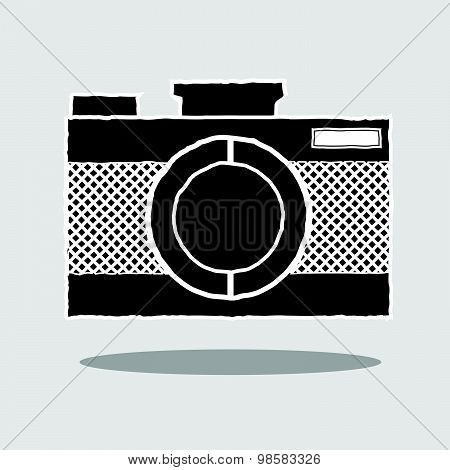 Camera vintage retro hand draw style icon vector illustration.
