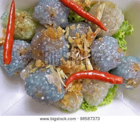 Kanom Sago; Thai Dessert ; Powdery Starch From Certain Sago Palm