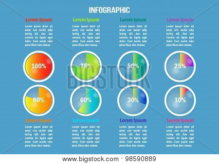 Infographic with color diagrams and percent
