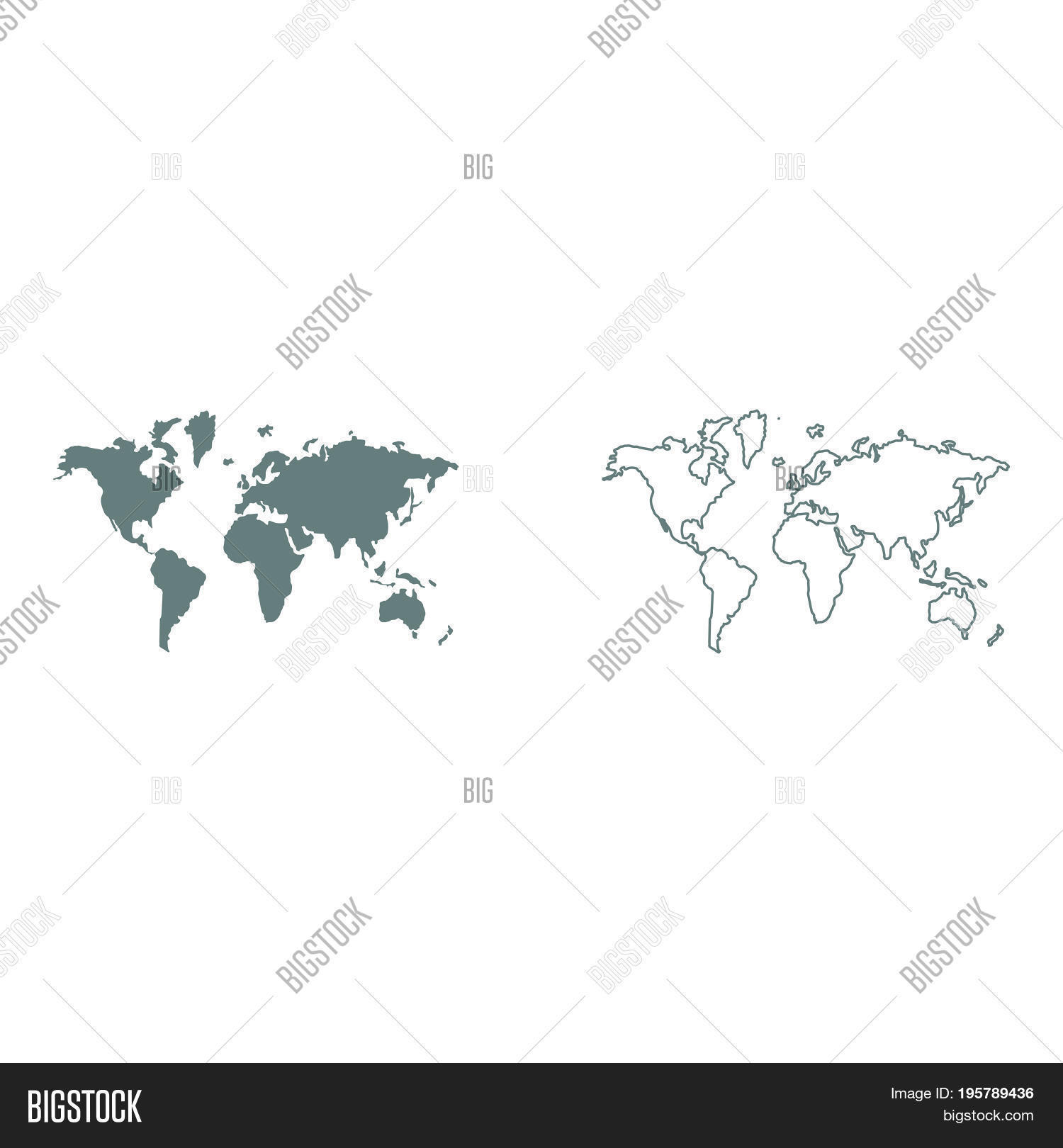 World Map Grey Color Vector & Photo (Free Trial) | Bigstock