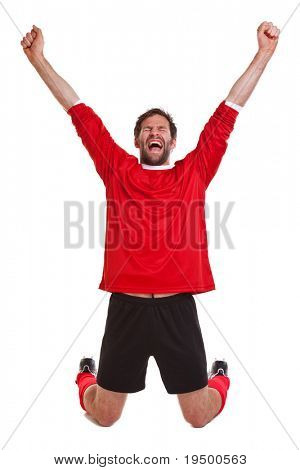 Photo d'un joueur de football ou soccer découpées sur fond blanc.