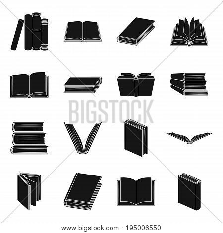 Books set icons in black design. Big collection of books vector symbol stock illustration