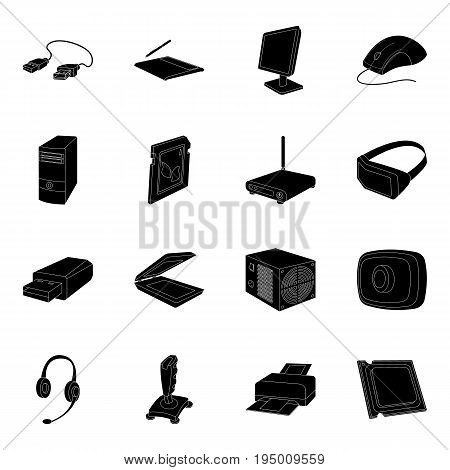 Personal computer accessories set icons in black design. Big collection of personal computer accessories vector symbol stock illustration