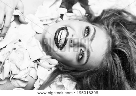 Woman In Rose Petals