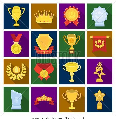 Cup, medal, pennant, and other elements. Awards and Trophies set collection icons in flat style vector symbol stock illustration .