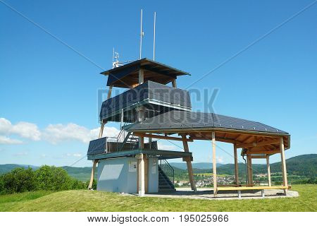 MORAVIAN REGION, CZECH REPUBLIC, MAY 27, 2017 - The new viewing tower on the hill Brusna near Bludov