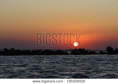 Beautiful Sunset On Danube Delta, Romania