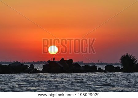 Beautiful Sunset On Danube Delta, Romania