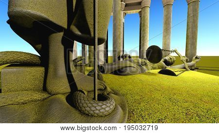 Broken lady of justice 3d rendering