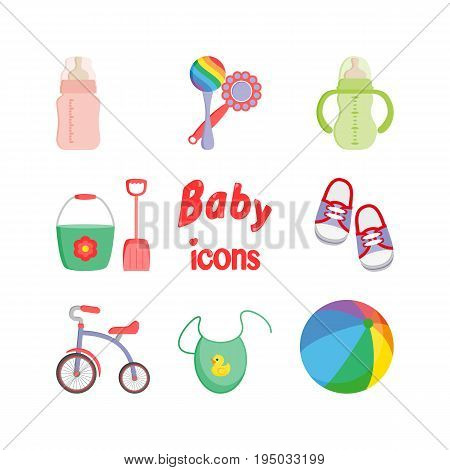 Baby. Icon set for web and mobile application. Vector illustration on a white background. Flat design style.