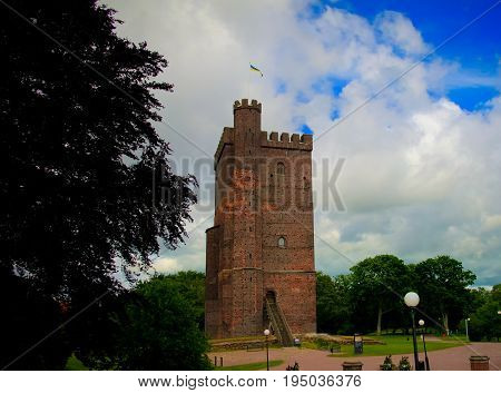 Exterior view to Karnan Medieval Tower in Helsinborg sweden