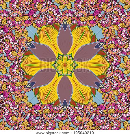 Flowers on colorful background. Seamless Floral Pattern in Vector illustration.