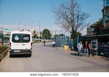 Istanbul, July 11, 2017: A police car on the street in the Aksaray area in Istanbul, Turkey. Protection of public order, protection of the population from crime.